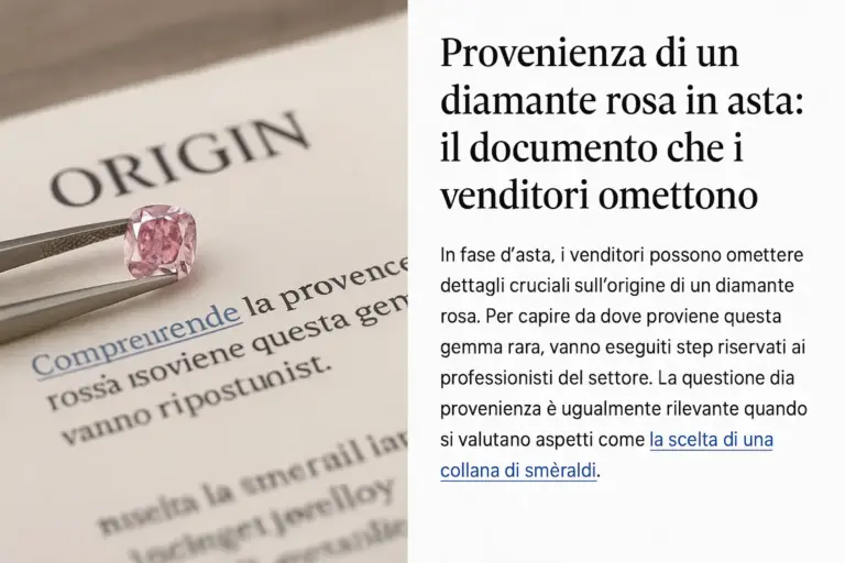 Provenienza di un diamante rosa in asta: il documento che i venditori omettono