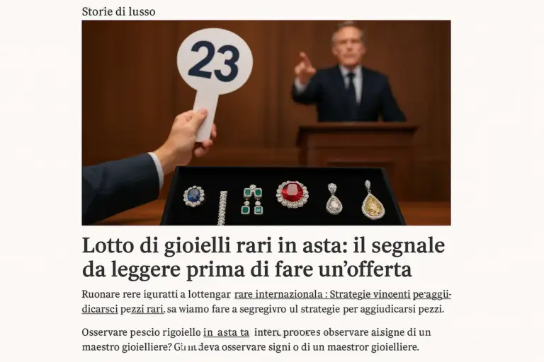 Lotto di gioielli rari in asta: il segnale da leggere prima di fare un’offerta