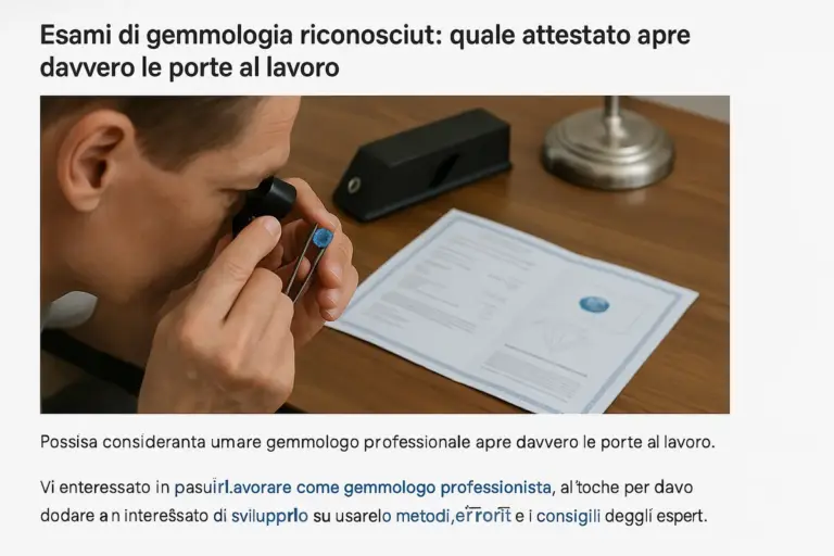 Esami di gemmologia riconosciuti: quale attestato apre davvero le porte al lavoro