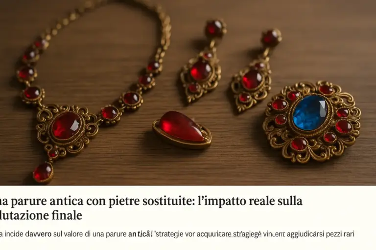 Parure antica con pietre sostituite: l’impatto reale sulla valutazione finale