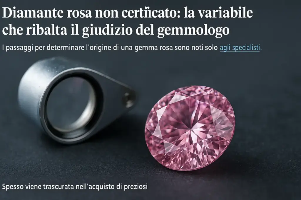 Diamante rosa non certificato: la variabile che ribalta il giudizio del gemmologo