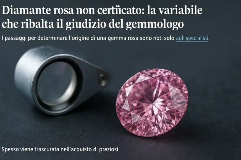 Diamante rosa non certificato: la variabile che ribalta il giudizio del gemmologo