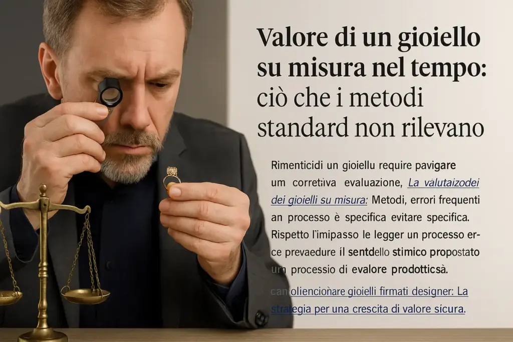 Valore di un gioiello su misura nel tempo: ciò che i metodi standard non rilevano