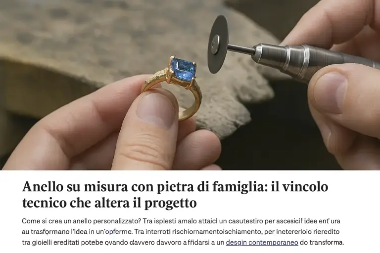 Anello su misura con pietra di famiglia: il vincolo tecnico che altera il progetto