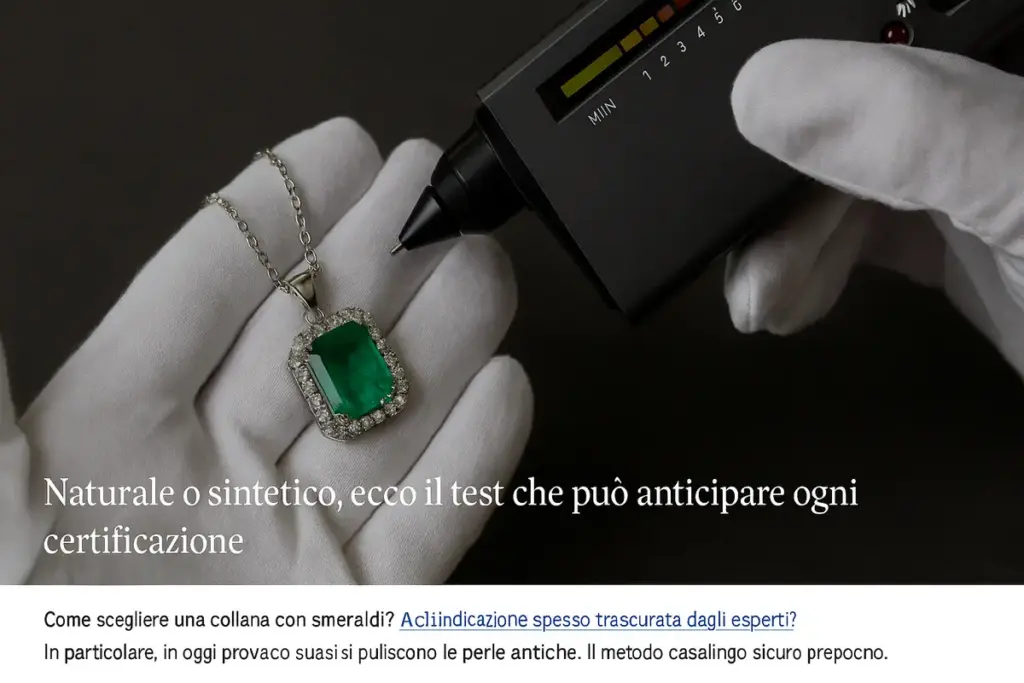 Smeraldo naturale o sintetico in collana: il test che anticipa ogni certificazione