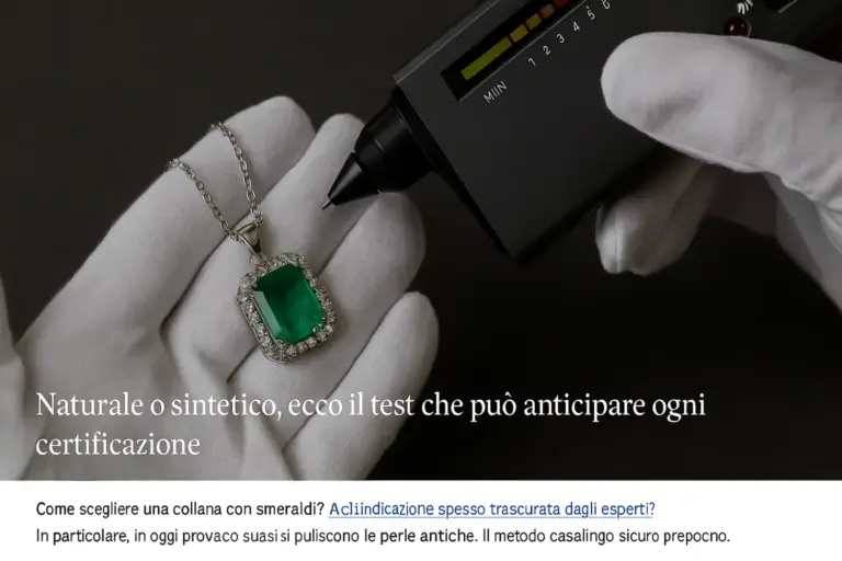Smeraldo naturale o sintetico in collana: il test che anticipa ogni certificazione