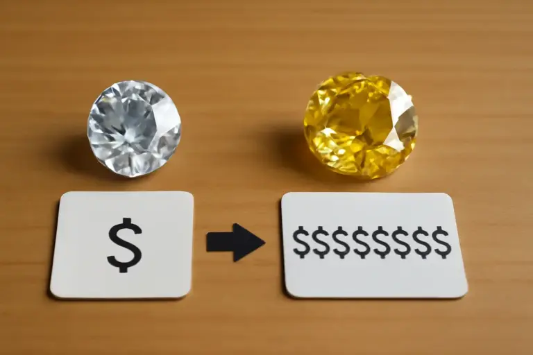 Un diamante bianco costa 10 volte meno di uno fancy yellow