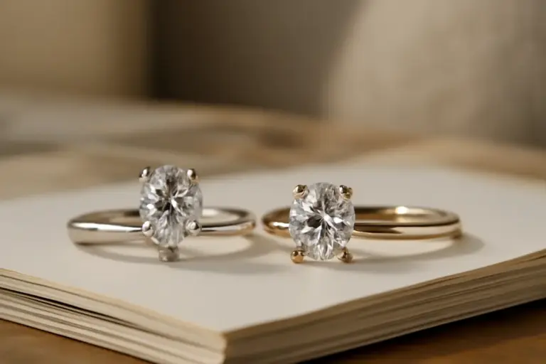 Oro bianco o oro giallo per un solitario? Il metallo cambia come si vede il diamante